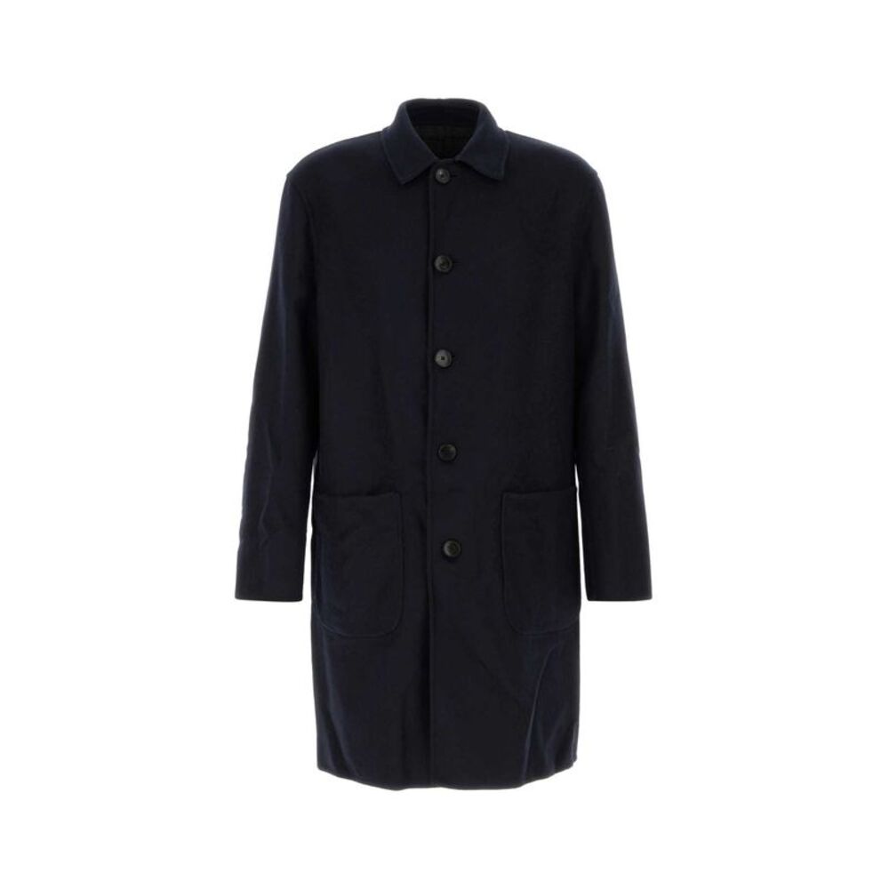 Etro Men Navy Blue Wool Blend Reversibile Coat